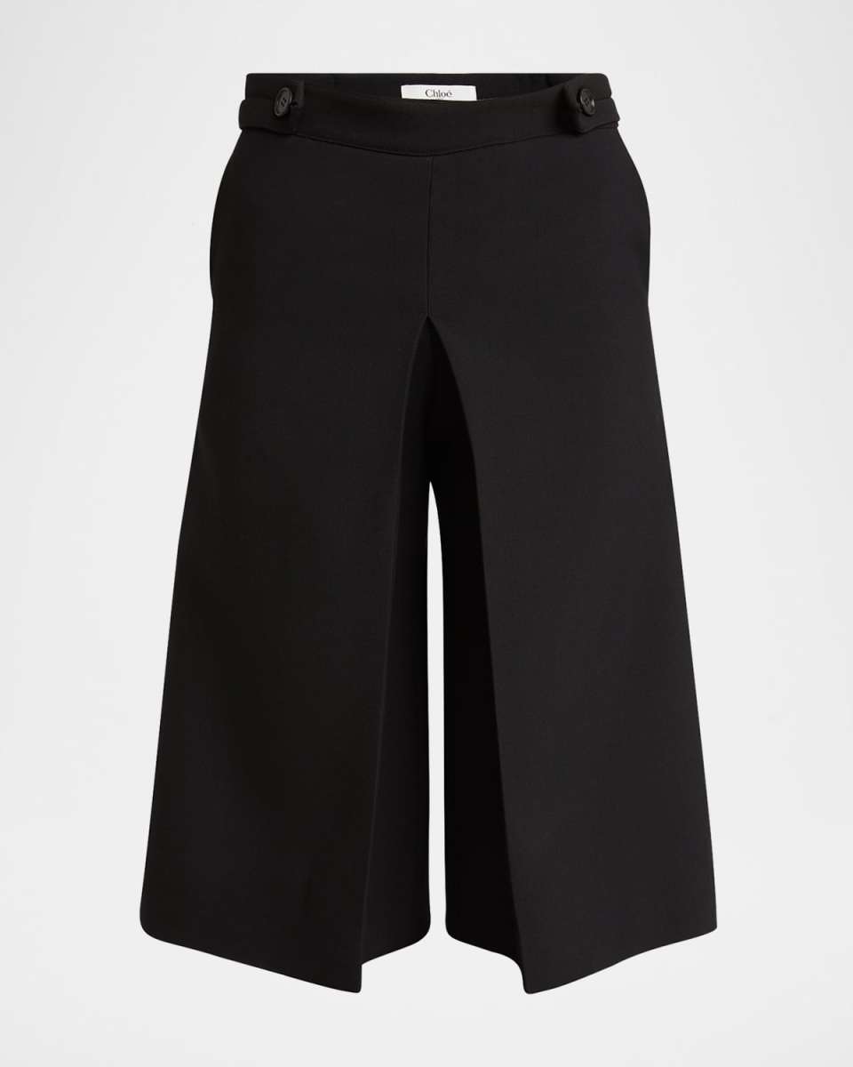 Pleat Wide-Leg Bermuda Shorts